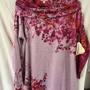 ONE WORLD Pink and Plum Floral Legging and Tunic Set